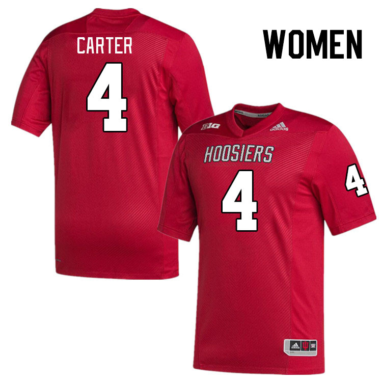 Women #4 DeQuece Carter Indiana Hoosiers College Football Jerseys Stitched Sale-Red
